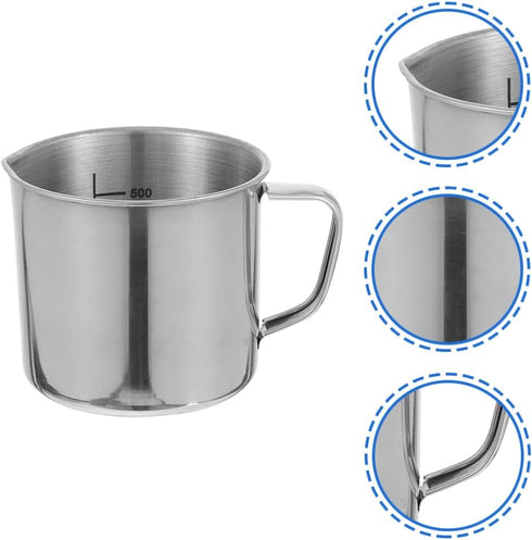 Hemobllo Stainless Steel Beaker, Lab Graduated Beaker with Handle for Liquids Solids, Scientific Laboratory Supplies