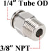 Beduan Pneumatic BPC Nickel-Plated Brass Push to Connect Air Fitting, 1/4" Tube OD x 3/8" NPT Male