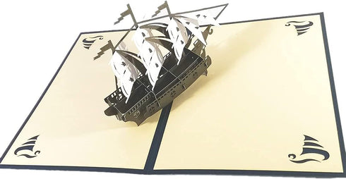 Set of 2 Sailing Boat Pop Up Greeting Cards - Congratulation for Special Day, Valentine's Day, Birthday or Wedding with