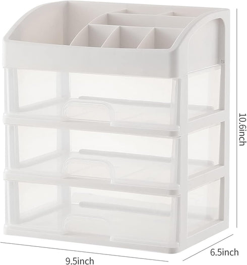 Desk Organizer with Drawers - 3 Drawer Clear Desktop Storage for Office Supplies, Makeup Organizers