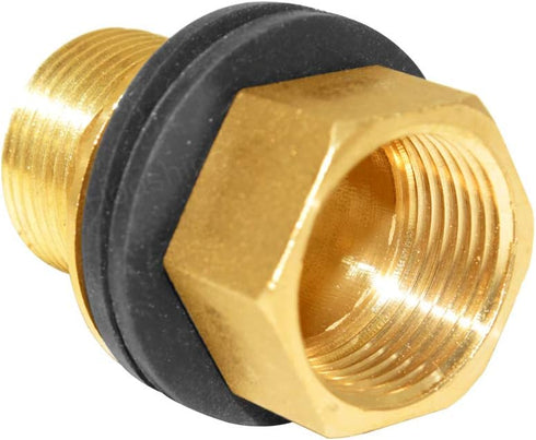 Hooshing Brass Bulkhead Fitting 3/4“ Male x 3/4" Female Thread Connector for Water Tanks, Aquariums, Pools