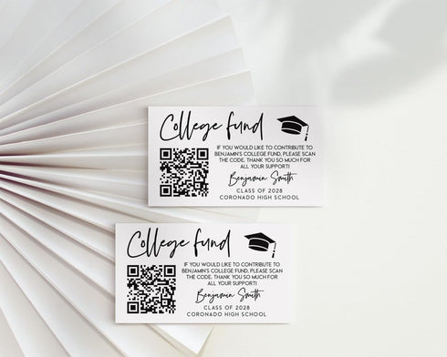 All Ewired Up Graduation QR Code Insert Card for Invitations, Personalized Graduation Party Insert, College Fund