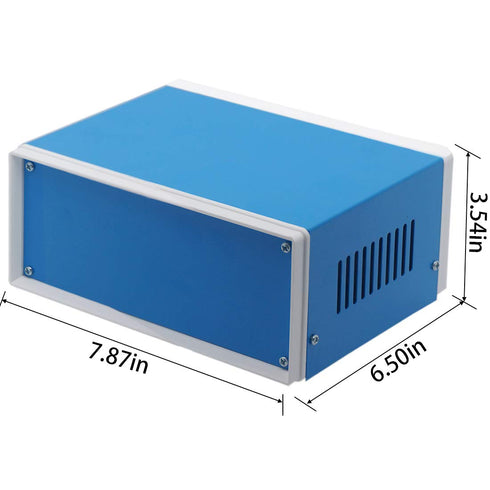 Zulkit Blue Metal Junction Box, DIY Electric Enclosure Case, Preventive Case, 7.9 x 6.5 x 3.5 inch.