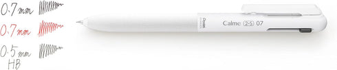 Pentel BXAW375W Calme Multi-Functional Ballpoint Pen, 0.7 & Sharp 0.5, Grayish White, 10 Pieces