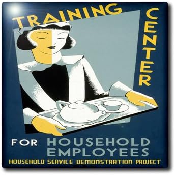 3dRose 8 Inch Training Center for Household Employees Maid with Teapot on a Tray Ceramic Tile
