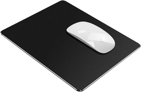 Hard Black Metal Aluminum Mouse Pad Mat - Smooth Magic Ultra Thin Double Side, Waterproof for Gaming and Office