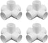 2 Inch Tee PVC Fitting, 5 Way Elbow Connector for Furniture Grade 90 Degree Side Outlet, Pack of 4