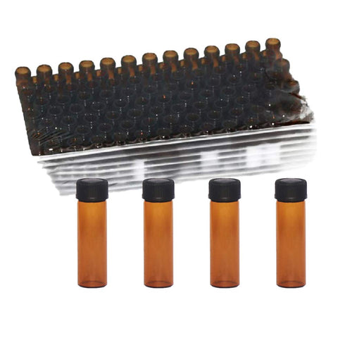 Pack of 100 Glass Vials with Black Phenolic Screw Caps (4ml, Brown Color)