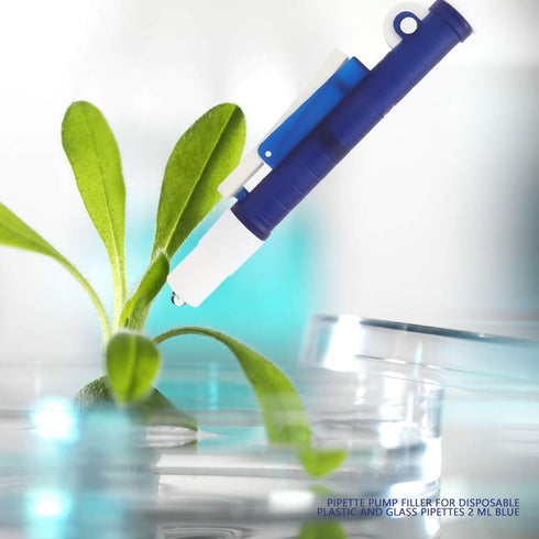 Pipette Pump, Up to 2ml Filler for Disposable Plastic and Glass Pipettes, Blue Color