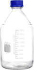 Moonetto 1 Piece 2 Liter 2000ml Graduated Round Media/Storage Glass Bottles with GL45 Blue Screw Cap