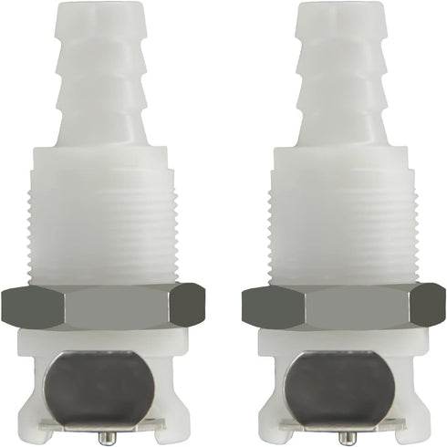 2PCS 1/4" 3/8" 5/16" Plastic Tube In-Line Hose Quick Connector with Shut-Off Valve, Female Quick Connect
