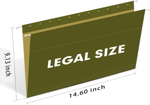 RAZCC 60 Pack Reinforced Hanging File Folders, Legal Size, Designed for Bulky Files, Adjustable Tabs, Green Filing