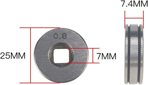 2Pcs 0.8/1.0mm Roll Wheels, Knurled Groove Wire Feed Drive Rollers for Steel Aluminum Flux Cord