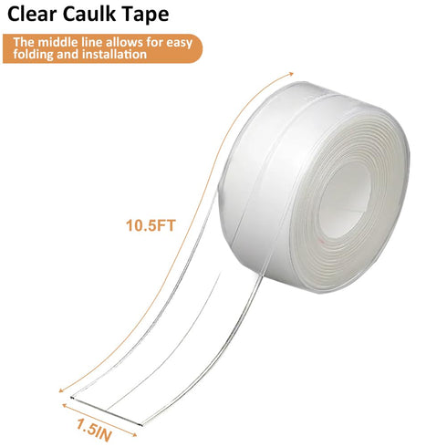 CDFYREC Clear Caulk Tape Waterproof Self Adhesive, Peel & Stick Bathroom Chalk Tape Toilet Bowl Bath Tub Kitchen Strip