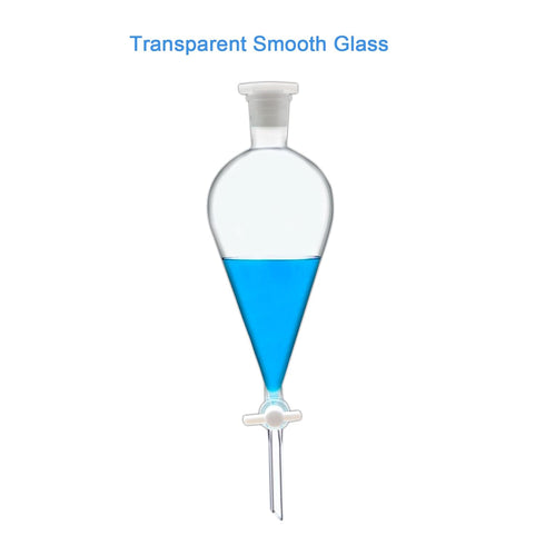 Borosilicate Glass 1000ML Separating Funnel, Heavy Wall Conical with 24/40 Joints and PTFE Stopcock for Lab and Food