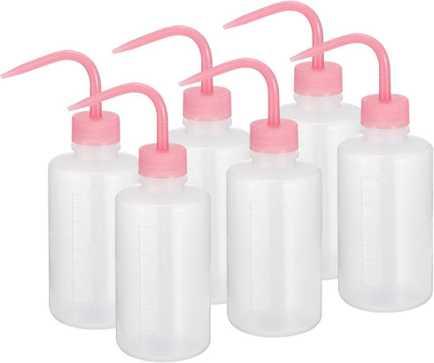 PATIKIL 250ml Wash Bottle, 6pcs Plastic Squeeze Bottle for Green Soap Cleaning and Irrigation, Pink Clear