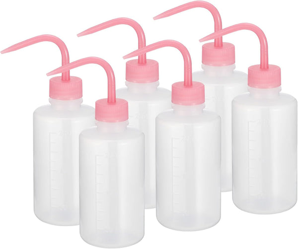 PATIKIL 250ml Wash Bottle, 6pcs Plastic Squeeze Bottle for Green Soap Cleaning and Irrigation, Pink Clear