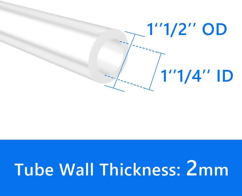 1-1/4" 1-1/2" (9.84 Quickun Silicone Tubing, ID x OD Food Grade Tubing High Temp Pure Flexible Silicone Hose Line Tube