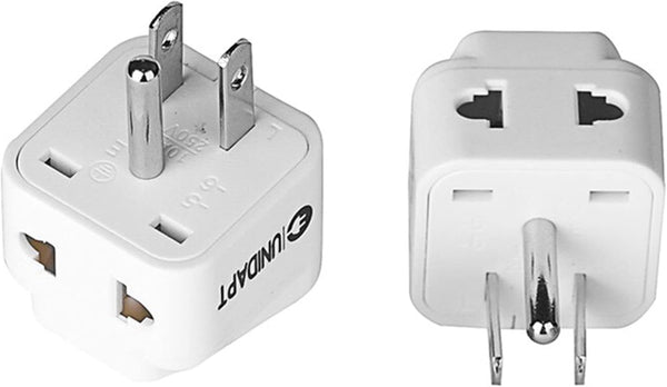UK to US Travel Adapter, India to US Plug Adapter, Unidapt 2-Pack, Universal to American Outlet