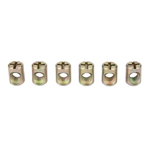 Jinshining 10Pcs M6 100514 Gold Spring Loaded Barrel Nuts, Slotted Barrel Nuts Cross Dowels, Replacement Screws Cross