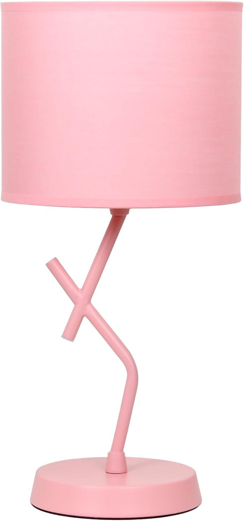 Simple Designs LT1172-PNK 17.13" Metal and Modern Abstract Table Lamp with Drum