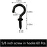 5/8 Inch Small Black Ceiling Hooks, Screw-in Light Hook DIY Jewelry Hooks (60 Pack)