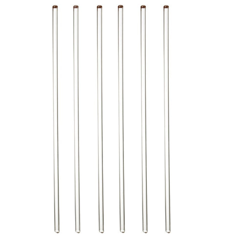 6Pcs Glass Stir Sticks, 12" Long, 1/4'' Diameter with Both Ends Round