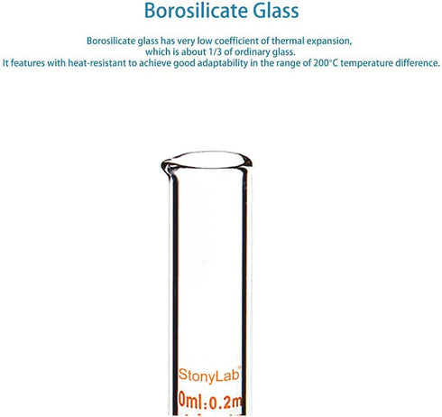 StonyLab 3-Pack Borosilicate Glass Graduated Cylinder, 10ml Heavy Wall Measuring Cylinder