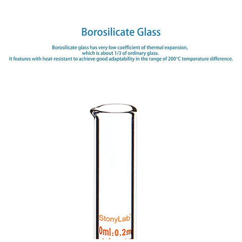 StonyLab 4-Pack Borosilicate Glass Graduated Cylinder, 10ml Heavy Wall Measuring Cylinder