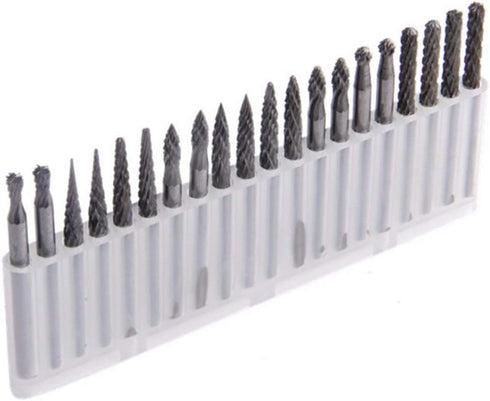 20pcs Solid Carbide Burr Set - 1/8 Shank Double Cut Tungsten Carbide Files for Rotary Drill by YEEZUGO