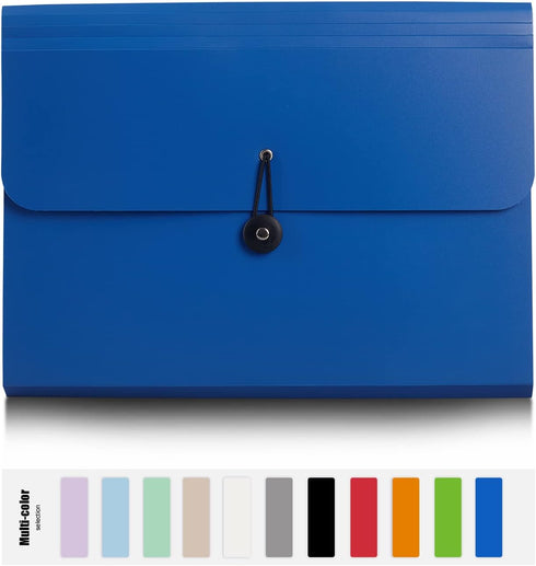 Expanding File Folder Organizer, 13 Pockets Accordion Filing Folder for Documents, Aesthetic Paper Organizer, Blue