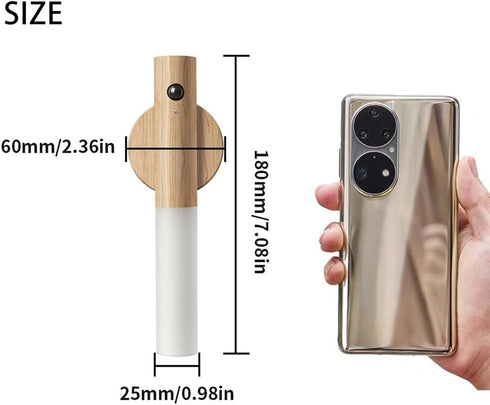 2PC) LANDGOO Wooden Motion Sensor Night Lights, Magnet Body Hallway Lamp, Rechargeable LED Wall Sconces, Portable