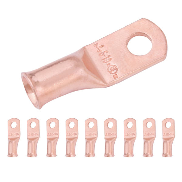 SELTERM 10pcs 6 AWG - #10 Stud Battery Lugs, Heavy Duty Wire Lugs, Ring Terminals, 6 Gauge Connectors