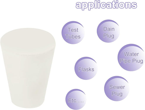 MECCANIXITY Rubber Tapered Plug 9mm to 13mm Solid Test Tubes Bungs Stopper White, 10 Pieces