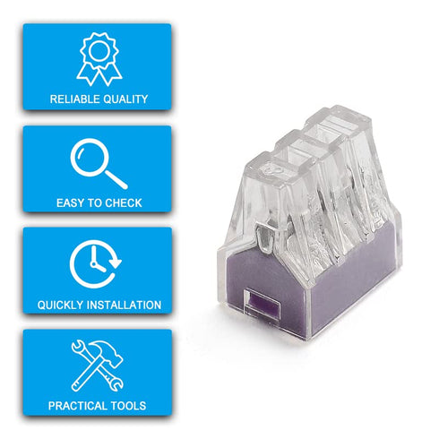 50pcs 6 Port Push-in Electrical Wire Connector, PCT-106 for 18-12 AWG Solid Stranded Wires