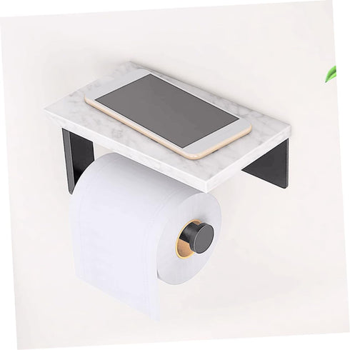 Alipis Stainless Steel Marble Toilet Paper Holder with Shelf Elegant Bathroom Napkin Organizer Wall Mount Design