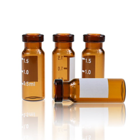 Amber Glass Crimp Top Vial, 2 mL, 11 mm Wide Opening, 12 mm x 32 mm, Pack of 100