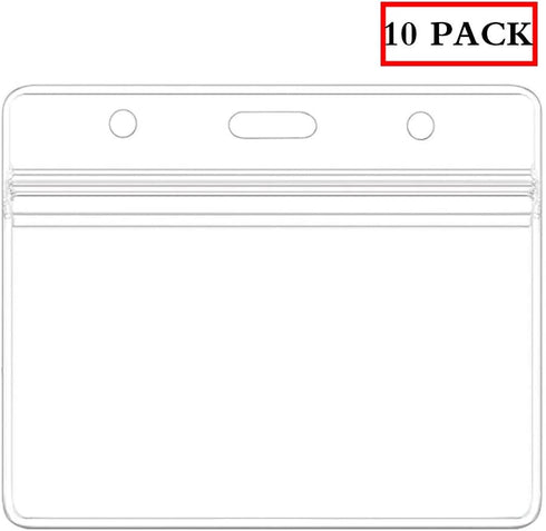 Horizontal Sealable Waterproof Badge Holders - Clear Plastic Name Tag ID Card Holder (10PCs)