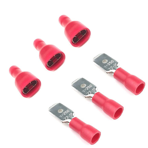 100PCS Spade Terminal 22-16 AWG Male Female Insulated Wire Connectors Electrical Crimp Connectors (Red/SPSH)