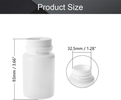 Othmro PE Plastic Lab Chemical Reagent Bottles 5pcs, 150ml/5.1oz Wide Mouth 32.5mmID Round Sample Liquid Storage Container Sealing Bottles White with Cap