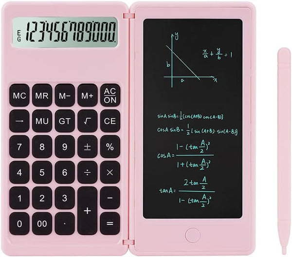Desktop Small Calculator with Writing Notepad, Basic 4-Function Math Large Button Calculator for School Supplies