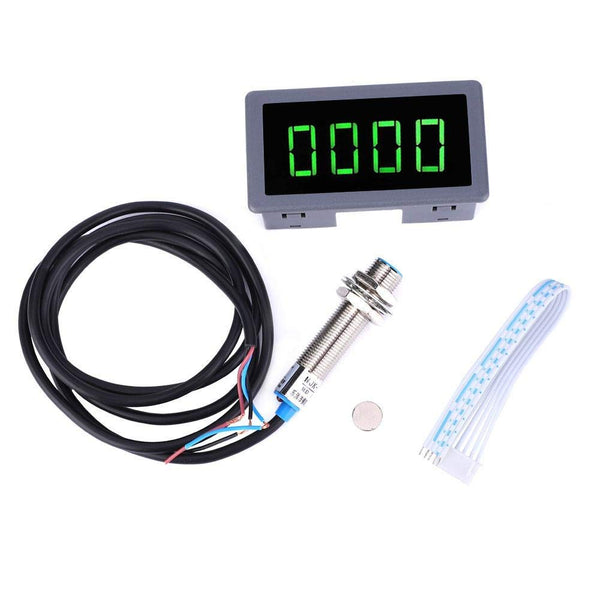 4 Digital LED Tachometer RPM Speed Meter + Hall Proximity Switch Sensor NPN DC 8-24V for Lathes Conveyor