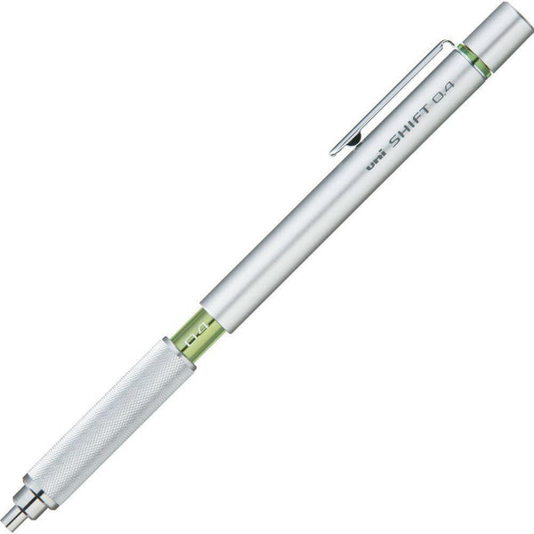 Uni M41010.26 Shift Pipe Lock Drafting 0.4mm Pencil, Silver Body with Green Accent