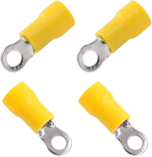Glarks 100pcs 12-10 Gauge M4 Ring Electrical Insulated Quick Splice Crimp Terminals Connectors