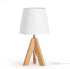 W51TL05 Small Tripod Table Lamp, Modern Nightstand Lamp with Fabric Shade, Boho Bedside Wood Desk Light for Bedroom