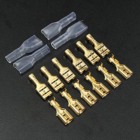 200 pcs Electrical Insulating Sleeve Wire Wrap Connector, Gold Female Spade Crimp Terminal 22 to 16 AWG