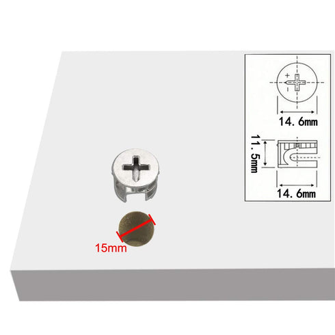 uxcell 10 Pcs Furniture Cam Lock Nut Connectors, 15x12mm for Cabinet Drawer Wardrobe Panel