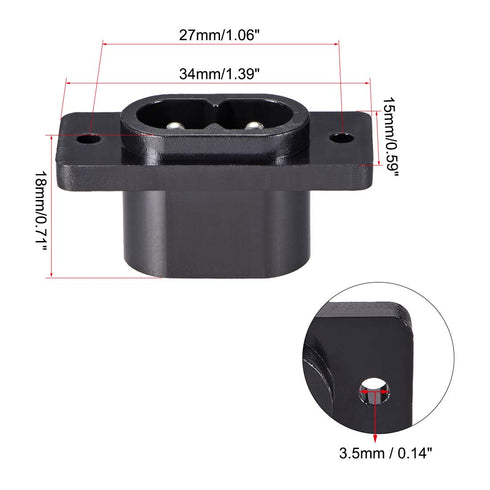 uxcell C8 Panel Mount Plug Adapter AC250V 2.5A 2 Pins IEC Inlet Module Plug Power Connector Straight, 2 Pack