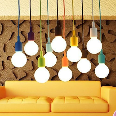Lightingsky E26 1 Colorful Silicone Ceiling Lamp Holder DIY Textile Ceiling Light Cord Pendant Light Scoket (Purple