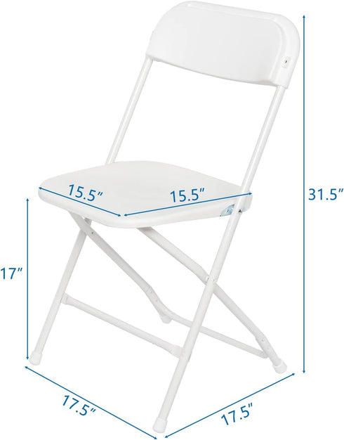 Volowoo Commercial 260lb. 4pcs) Folding Plastic Chair, Indoor Outdoor Portable Stackable Seat with Steel Frame Capacity